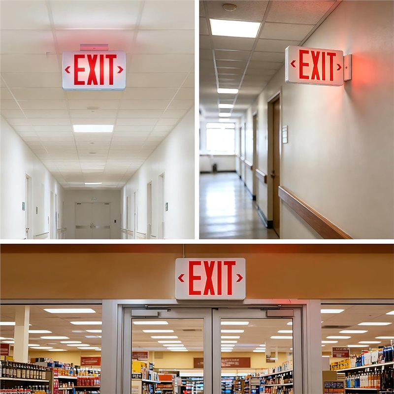 Emergency Exit Sign - [ใหม่! A25P] ป้ายทางออกสีแดง, ไฟทางออกฉุกเฉิน LED พร้อมแบตเตอรี่สำรอง,
