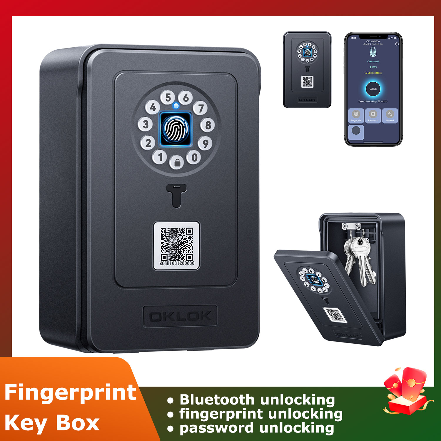 Lockbox Key Secure - กล่องล็อคอัจฉริยะไร้สาย กล่องเก็บของแบบบลูทูธ ติดผนัง ป้องกันการโจรกรรม กล่องล็อคแบบใช้รหัส กล่องเก็บกุญแจนิรภัย